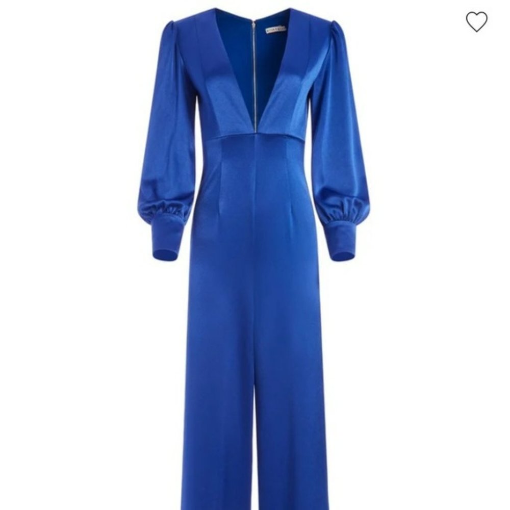 Alice + Olivia Blue Long-Sleeve Jumpsuit